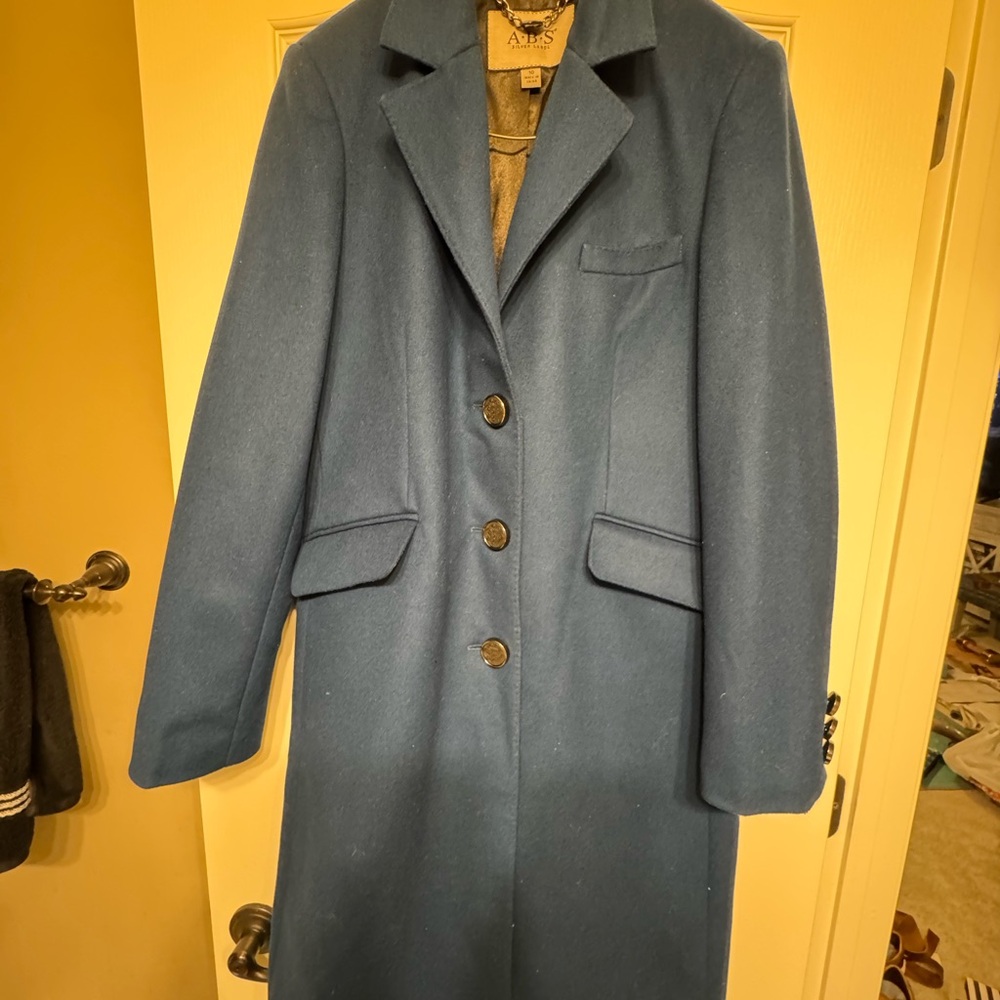ABS Allen Schwartz Silver Label Blue 3/4 Length Long Coat